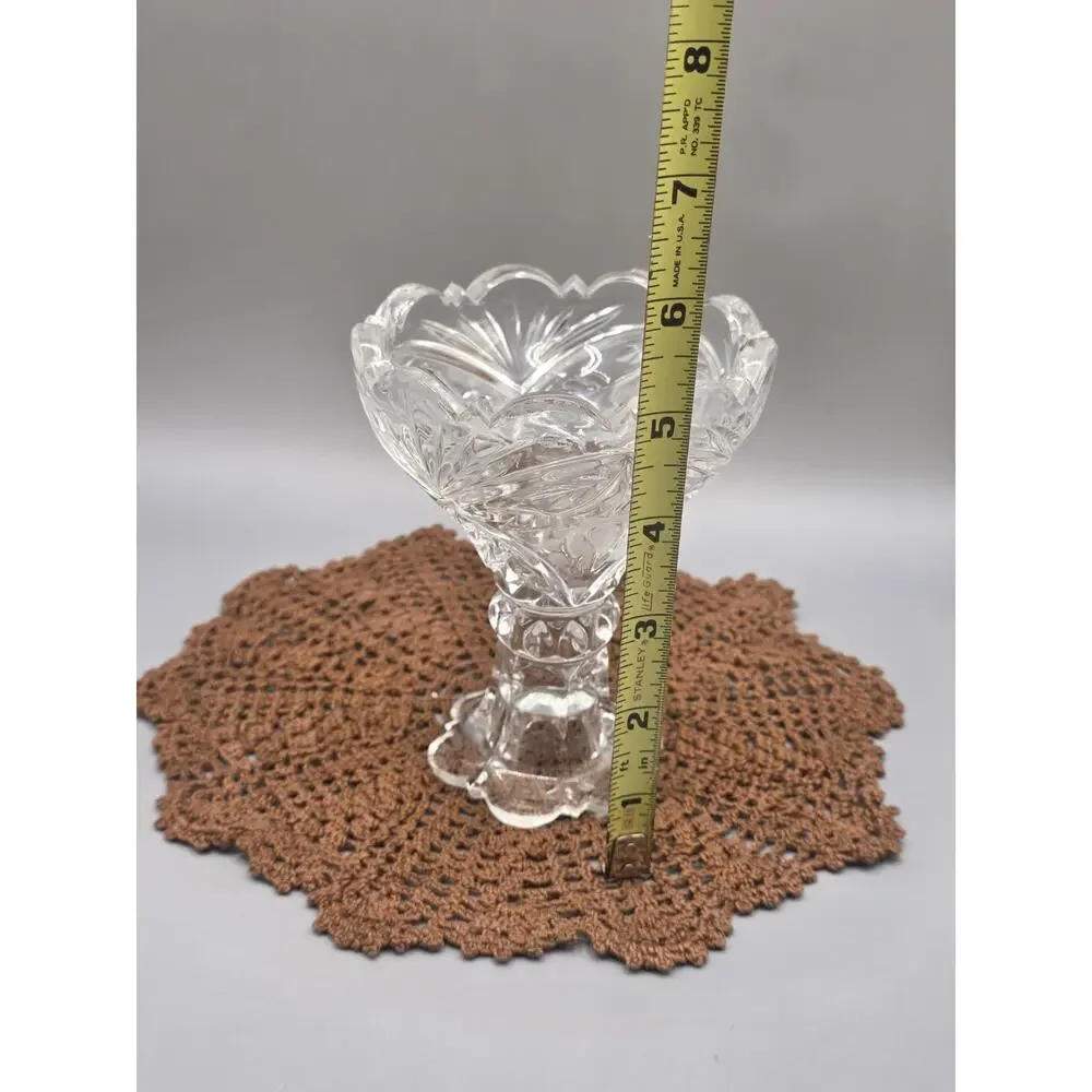 Vtg Anna Hutte Rendezvous Frosted Cut Crystal Pedestal Compote Candy Bowl 6